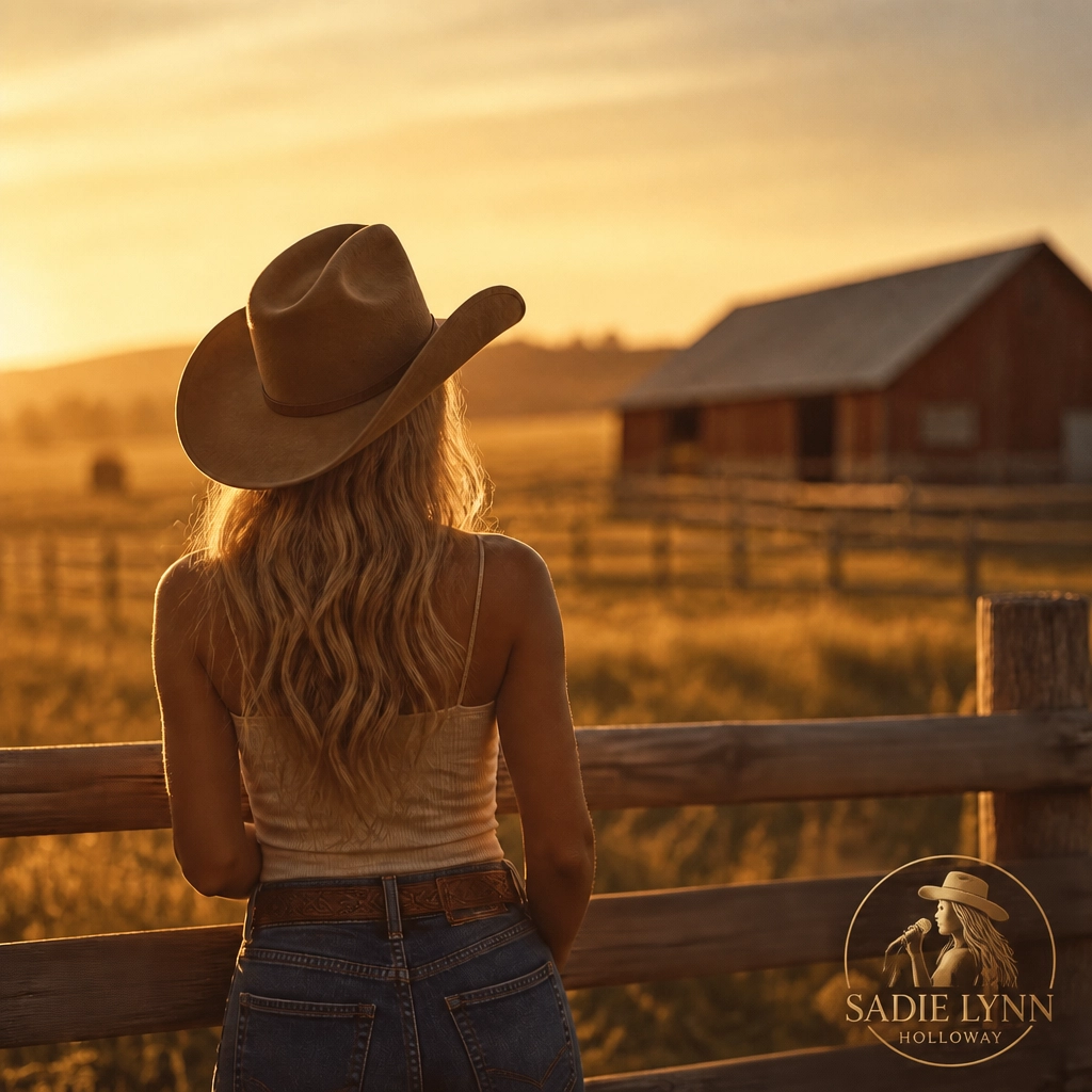 Sadie Lynn Holloway at the fence at golden hour