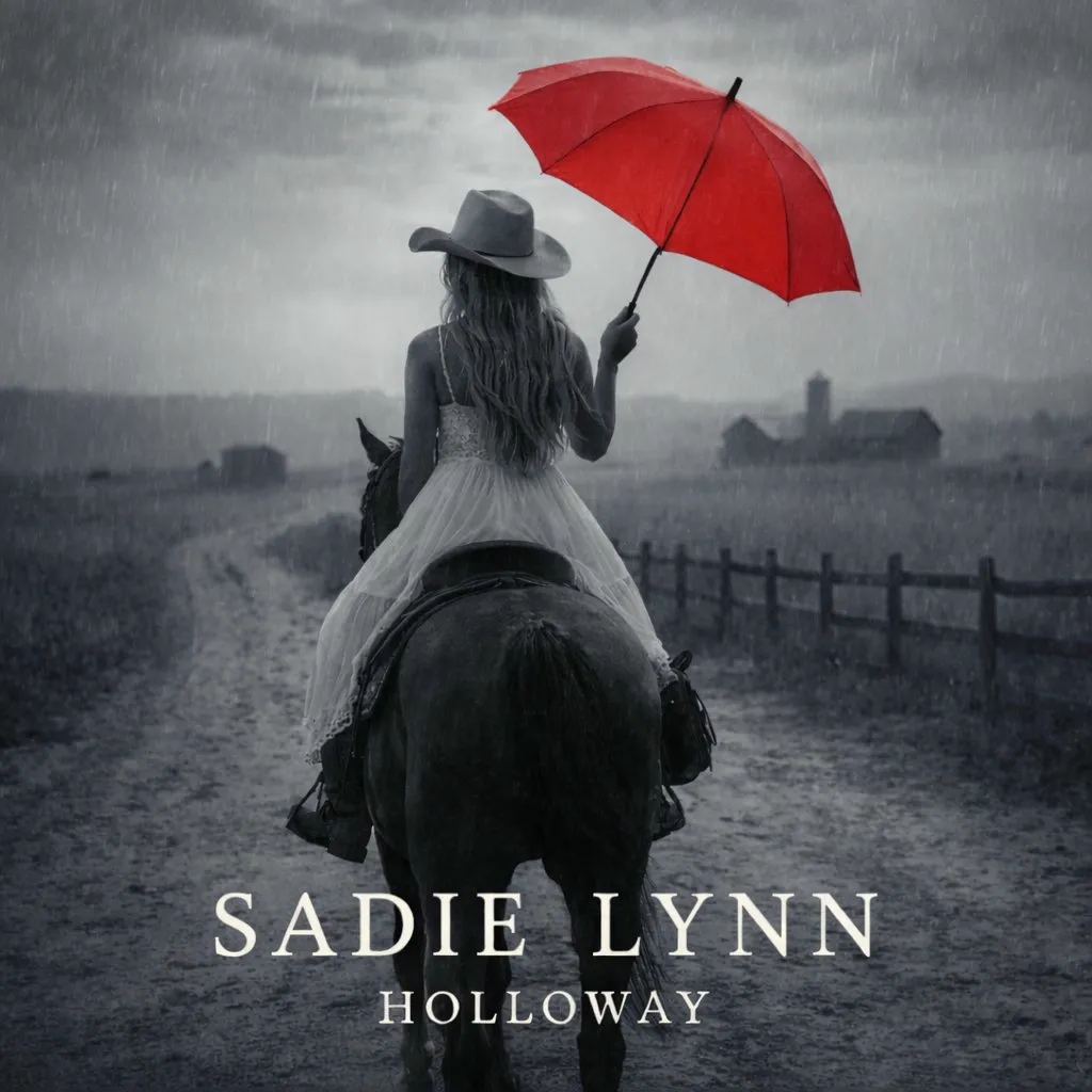 Sadie Lynn Holloway Black and White Red Umbrella