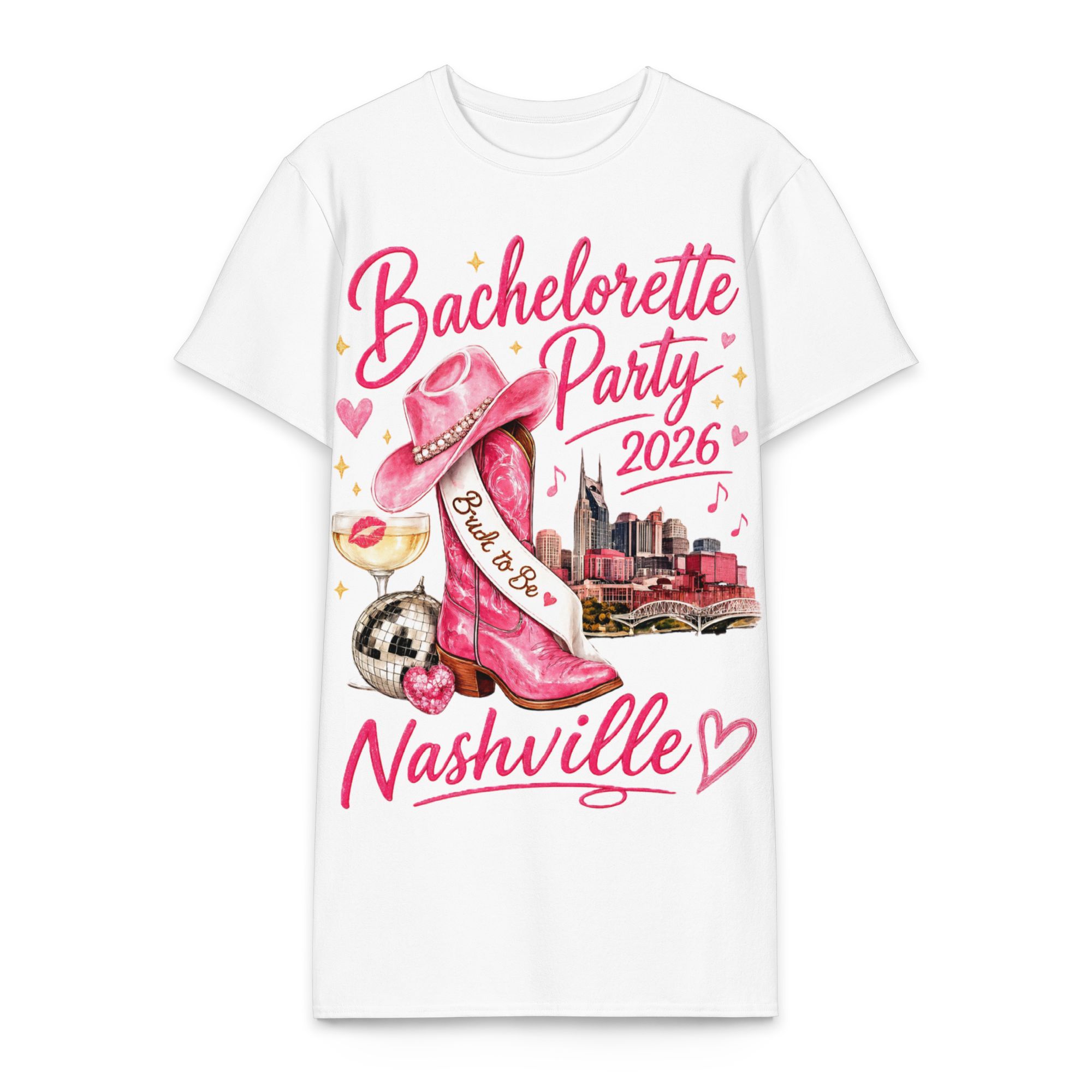 Bachelorette Party 2026 Nashville T-Shirt Dress