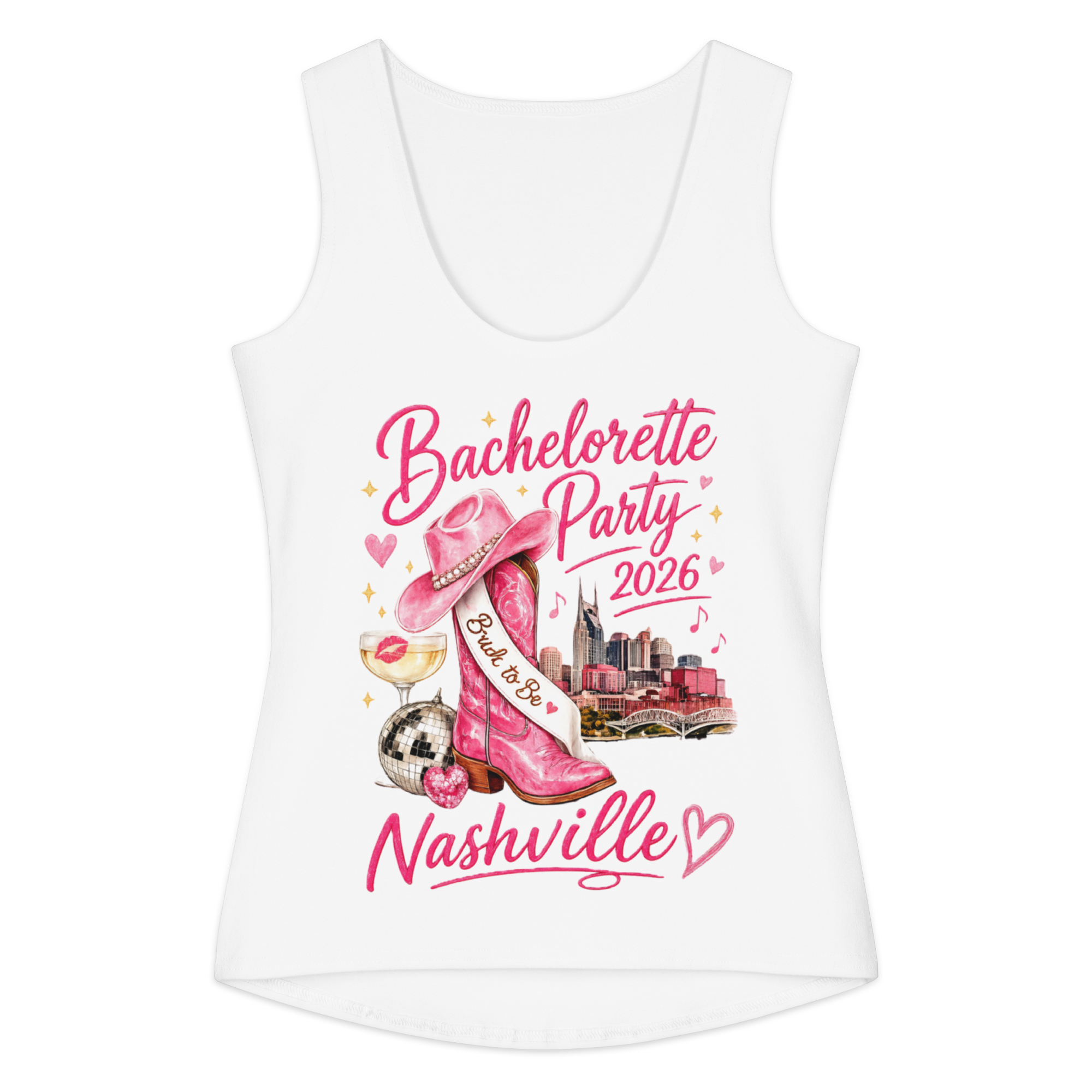 Bachelorette Party 2026 Nashville White Cotton Tank